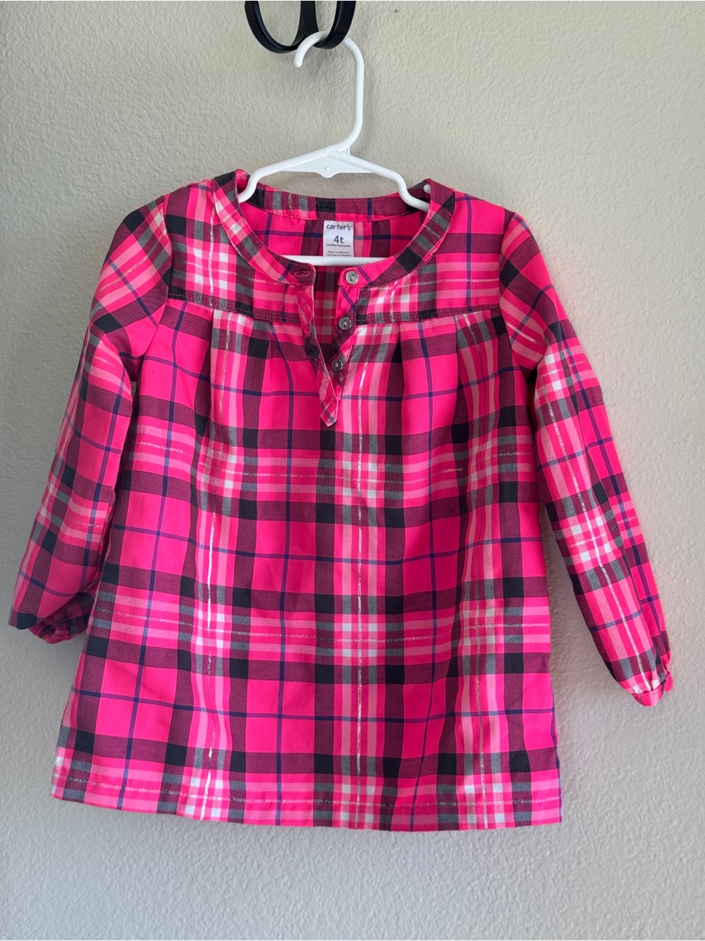 Carter's Hot Pink and Black Plaid Long-Sleeve Tunic